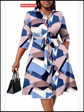 Plus Size Midi Dress for Women Casual Fit and Flare Summer Dresses with Pockets